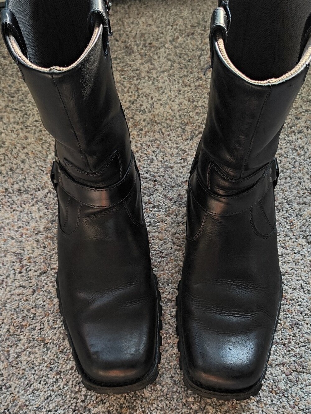Men's Black Leather Mid-Calf Boots Size 11 - Picture 4 of 7